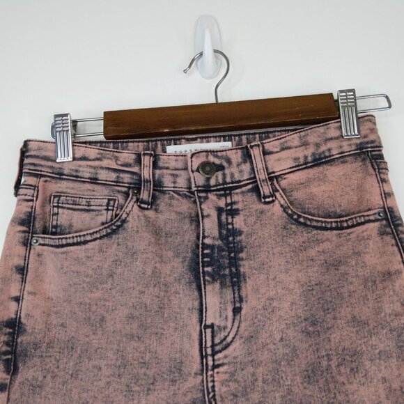 TOPSHOP Acid Wash High Rise Skinny Cropped JEANS  size 28 - Picture 5 of 14